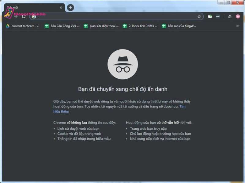 Mở duyệt web ẩn danh 